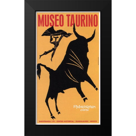Museo Bull Black Modern Wood Framed Art Print by Vintage Apple Collection