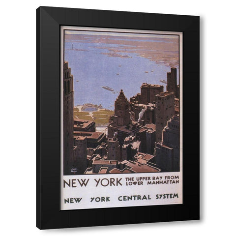 NY Central Black Modern Wood Framed Art Print with Double Matting by Vintage Apple Collection