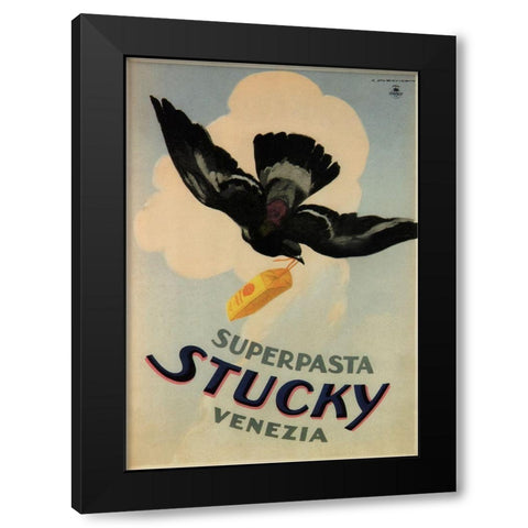 Stucky Pasta Black Modern Wood Framed Art Print with Double Matting by Vintage Apple Collection