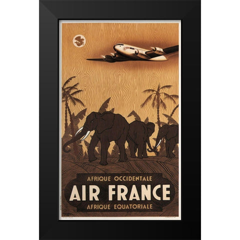 Airfrance Black Modern Wood Framed Art Print by Vintage Apple Collection