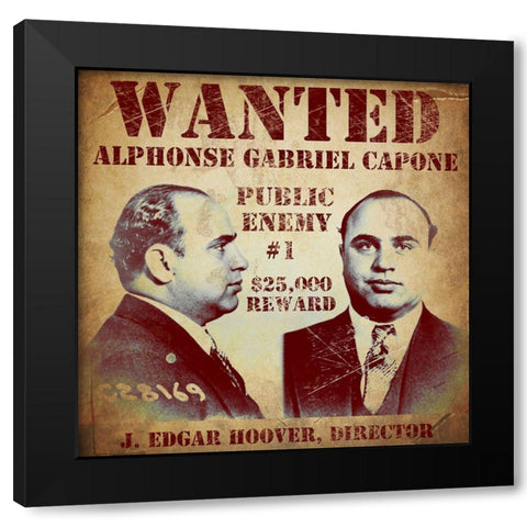 Al Capone Wanted Poster Black Modern Wood Framed Art Print by Vintage Apple Collection