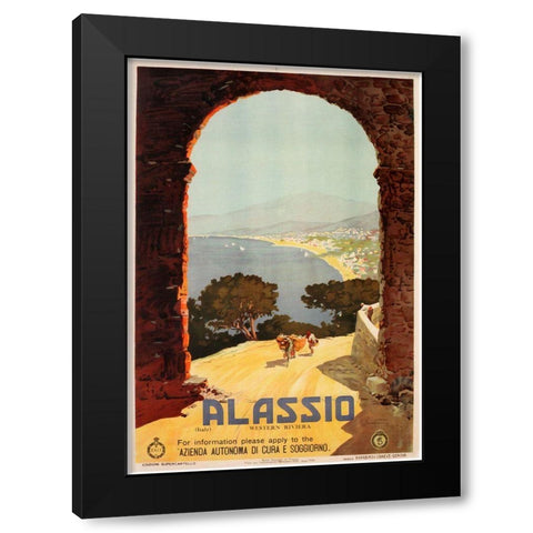 Alassio Black Modern Wood Framed Art Print with Double Matting by Vintage Apple Collection