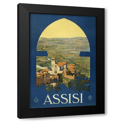 Assisi Black Modern Wood Framed Art Print by Vintage Apple Collection