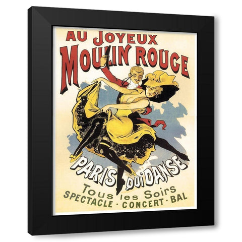 Au Joyeaux Moulinrouge Black Modern Wood Framed Art Print with Double Matting by Vintage Apple Collection