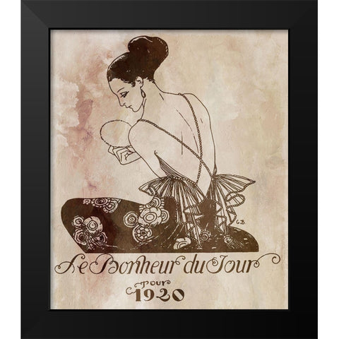 Bonheur Black Modern Wood Framed Art Print by Vintage Apple Collection