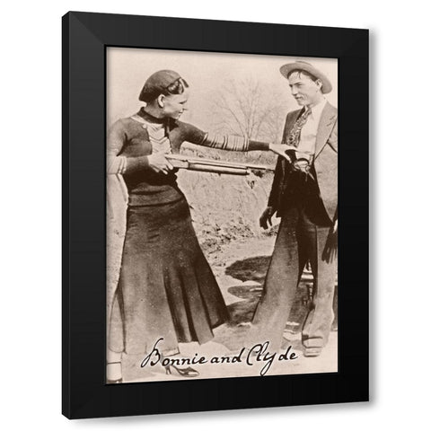 Bonnie And Clyde I Black Modern Wood Framed Art Print by Vintage Apple Collection
