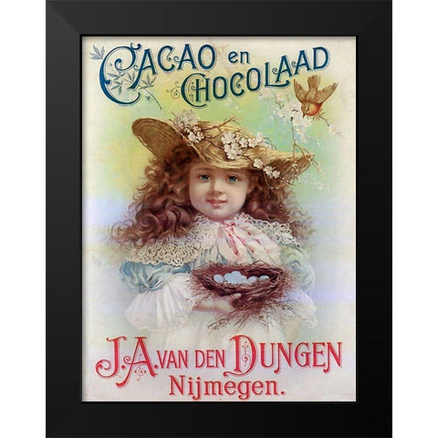 Cacao En Chocolaad Black Modern Wood Framed Art Print by Vintage Apple Collection
