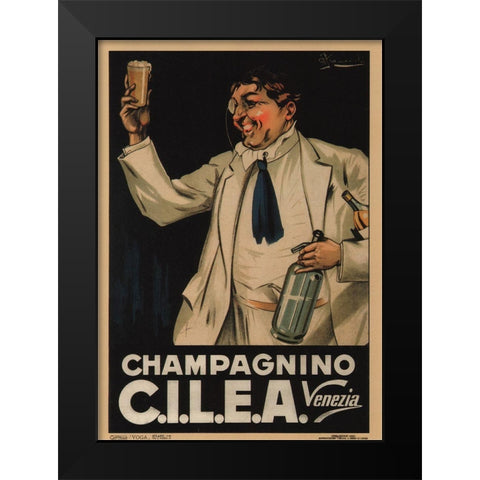 Cilea Italy Black Modern Wood Framed Art Print by Vintage Apple Collection