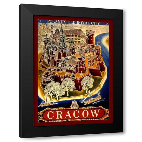 Cracow Black Modern Wood Framed Art Print with Double Matting by Vintage Apple Collection