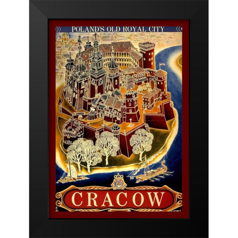 Cracow Black Modern Wood Framed Art Print by Vintage Apple Collection