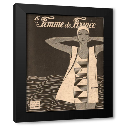 Femme De France Black Modern Wood Framed Art Print by Vintage Apple Collection