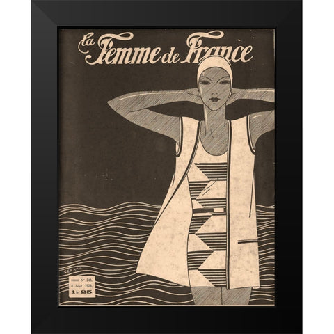 Femme De France Black Modern Wood Framed Art Print by Vintage Apple Collection