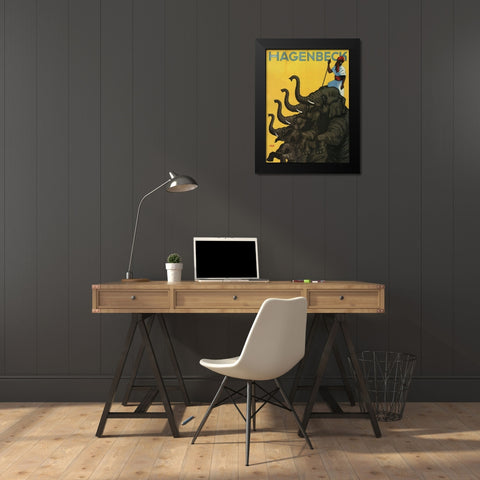 Hagenbeck Black Modern Wood Framed Art Print by Vintage Apple Collection