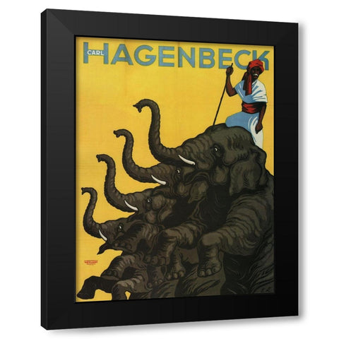 Hagenbeck Black Modern Wood Framed Art Print by Vintage Apple Collection