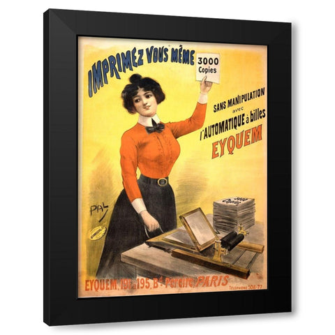 Mimeograph Black Modern Wood Framed Art Print with Double Matting by Vintage Apple Collection