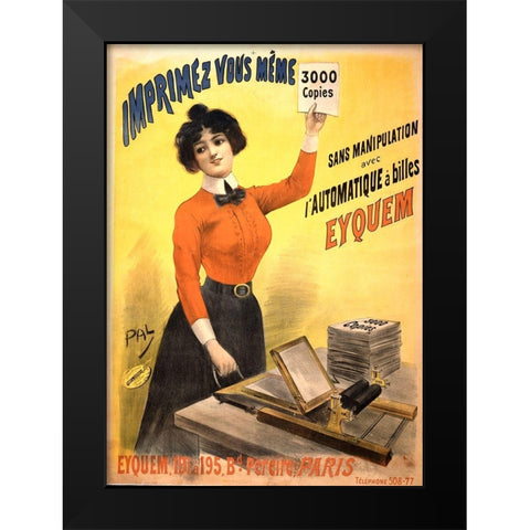 Mimeograph Black Modern Wood Framed Art Print by Vintage Apple Collection