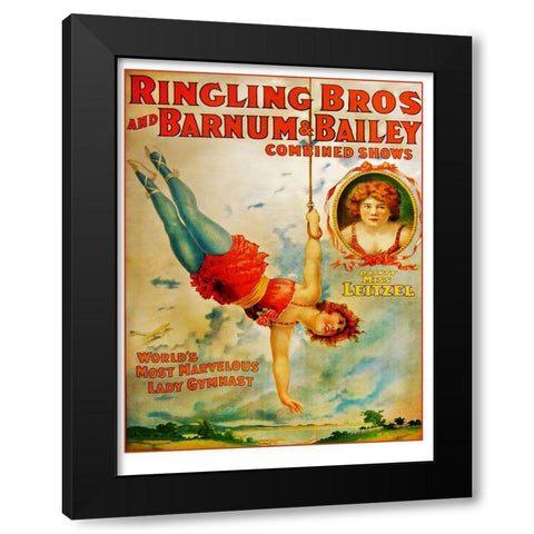 Miss Lietzel Barnum Bailey Black Modern Wood Framed Art Print with Double Matting by Vintage Apple Collection