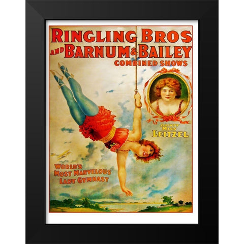 Miss Lietzel Barnum Bailey Black Modern Wood Framed Art Print by Vintage Apple Collection