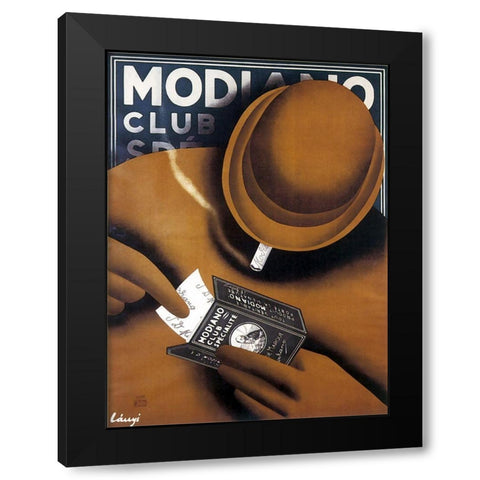 Modianohat Black Modern Wood Framed Art Print by Vintage Apple Collection