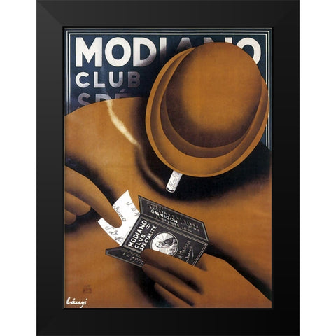 Modianohat Black Modern Wood Framed Art Print by Vintage Apple Collection