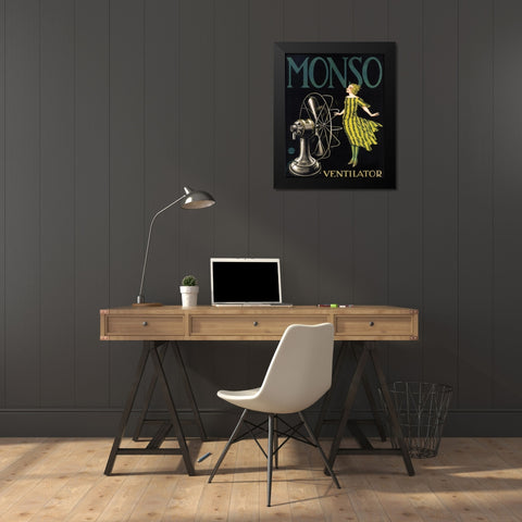 Monso Fans Black Modern Wood Framed Art Print by Vintage Apple Collection
