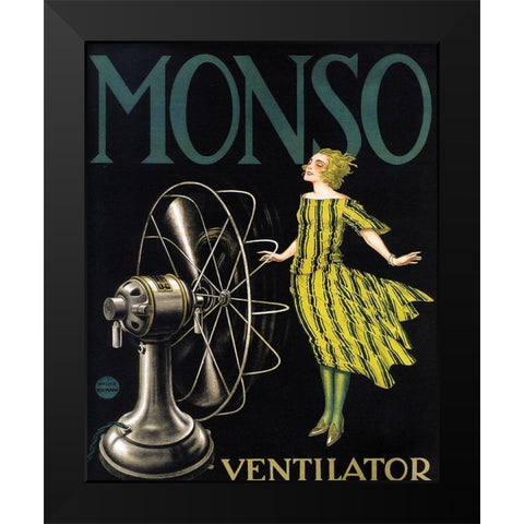 Monso Fans Black Modern Wood Framed Art Print by Vintage Apple Collection