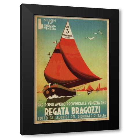 Regata Bragozzi Black Modern Wood Framed Art Print with Double Matting by Vintage Apple Collection