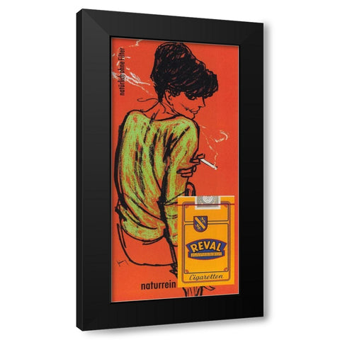 Reval Cig Germany Black Modern Wood Framed Art Print by Vintage Apple Collection