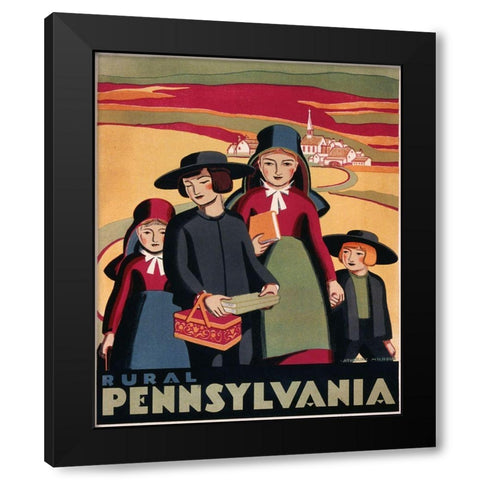Rural Pennsylvania Black Modern Wood Framed Art Print by Vintage Apple Collection