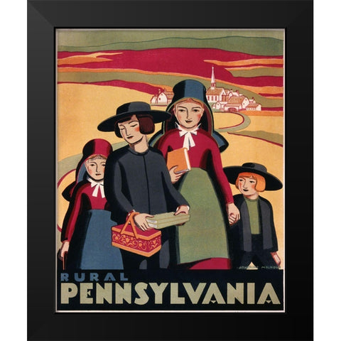 Rural Pennsylvania Black Modern Wood Framed Art Print by Vintage Apple Collection