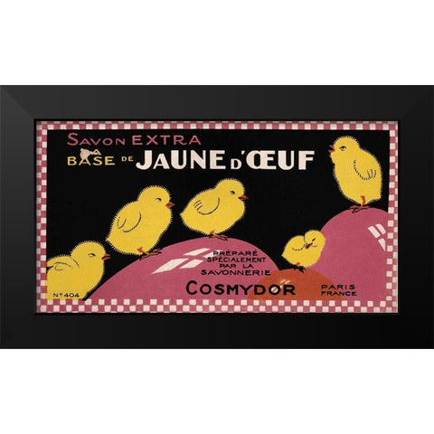 Savon Yellow Chicks Black Modern Wood Framed Art Print by Vintage Apple Collection