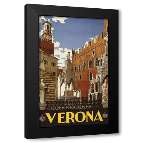 Verona Black Modern Wood Framed Art Print with Double Matting by Vintage Apple Collection