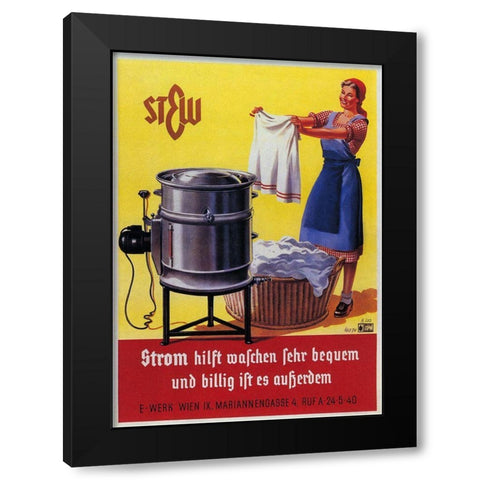 Vintage Swiss Laundry Ad Black Modern Wood Framed Art Print by Vintage Apple Collection