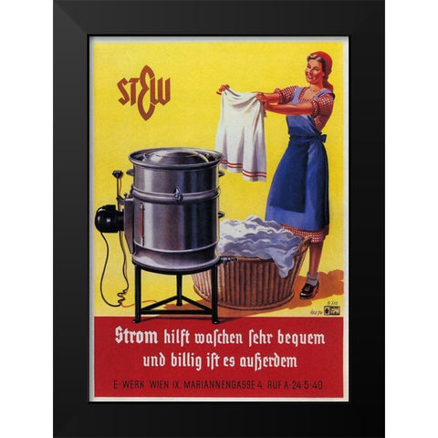 Vintage Swiss Laundry Ad Black Modern Wood Framed Art Print by Vintage Apple Collection
