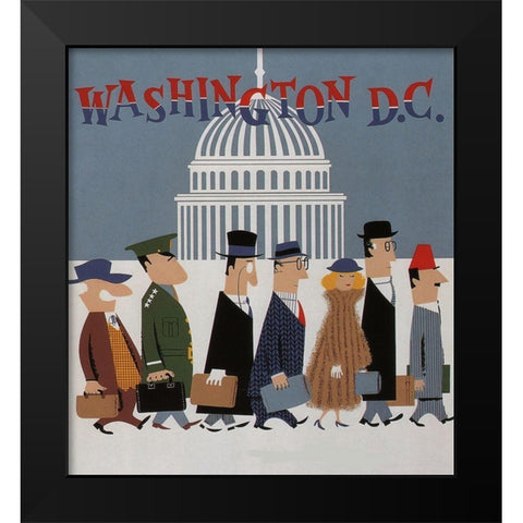Washington DC Black Modern Wood Framed Art Print by Vintage Apple Collection