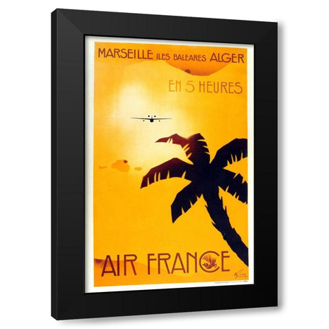 marseille Black Modern Wood Framed Art Print by Vintage Apple Collection