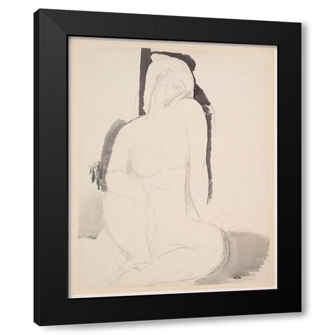 Amedeo Modigliani - Seated Nude Black Modern Wood Framed Art Print with Double Matting by Vintage Apple Collection