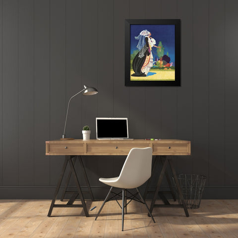 Art Nouveau Veil Black Modern Wood Framed Art Print by Vintage Apple Collection