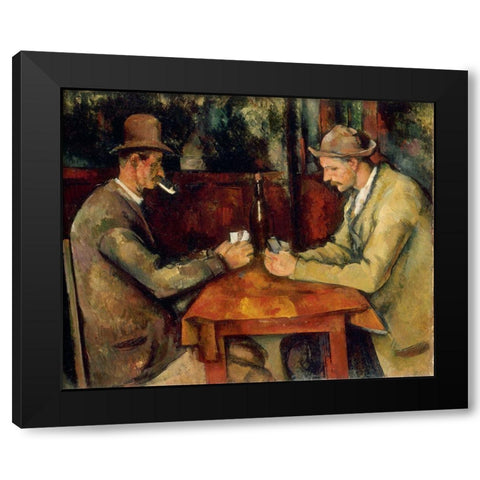 Cezanne - The Card Players Black Modern Wood Framed Art Print by Vintage Apple Collection