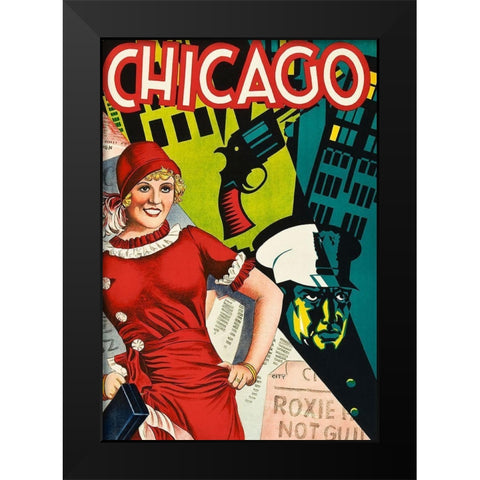 Chicago Red Dress Black Modern Wood Framed Art Print by Vintage Apple Collection