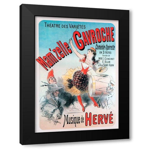 Ent Mamzelle Gavroche Black Modern Wood Framed Art Print with Double Matting by Vintage Apple Collection