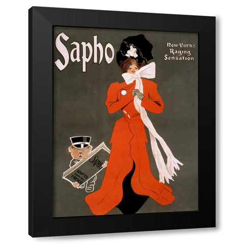 Ent Sapho Black Modern Wood Framed Art Print with Double Matting by Vintage Apple Collection