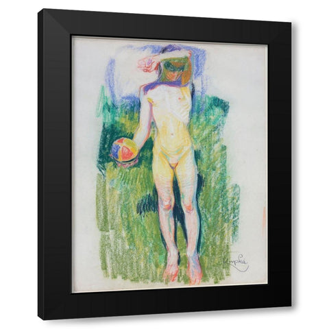 Frantisek Kupka - Girl with a Ball Black Modern Wood Framed Art Print by Vintage Apple Collection