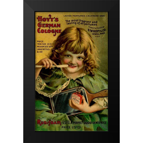Hoyts Dentifrice Little Green Girl Black Modern Wood Framed Art Print by Vintage Apple Collection