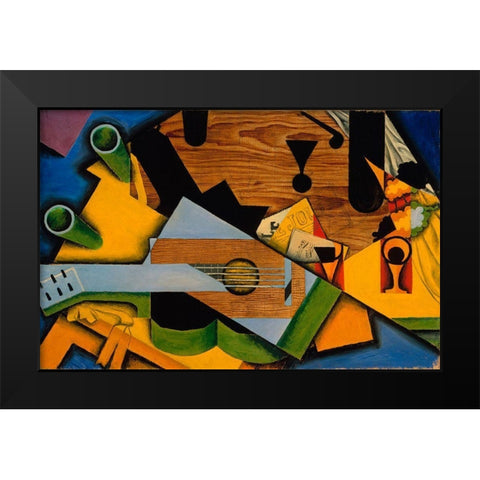 Juan Gris - Still Life With A Guitar Black Modern Wood Framed Art Print by Vintage Apple Collection