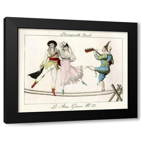 Tightrope Walkers French Black Modern Wood Framed Art Print with Double Matting by Vintage Apple Collection