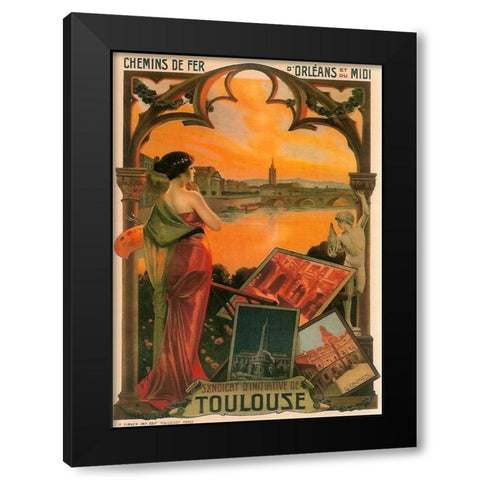 Tolouse Black Modern Wood Framed Art Print by Vintage Apple Collection