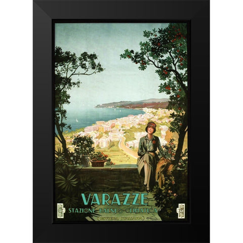 Varazze Italy Black Modern Wood Framed Art Print by Vintage Apple Collection