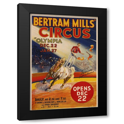 Bertram Mills Circus Black Modern Wood Framed Art Print by Vintage Apple Collection