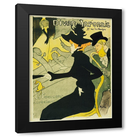 Henri de Toulouse-Lautrec - Divan Japonais Black Modern Wood Framed Art Print with Double Matting by Vintage Apple Collection